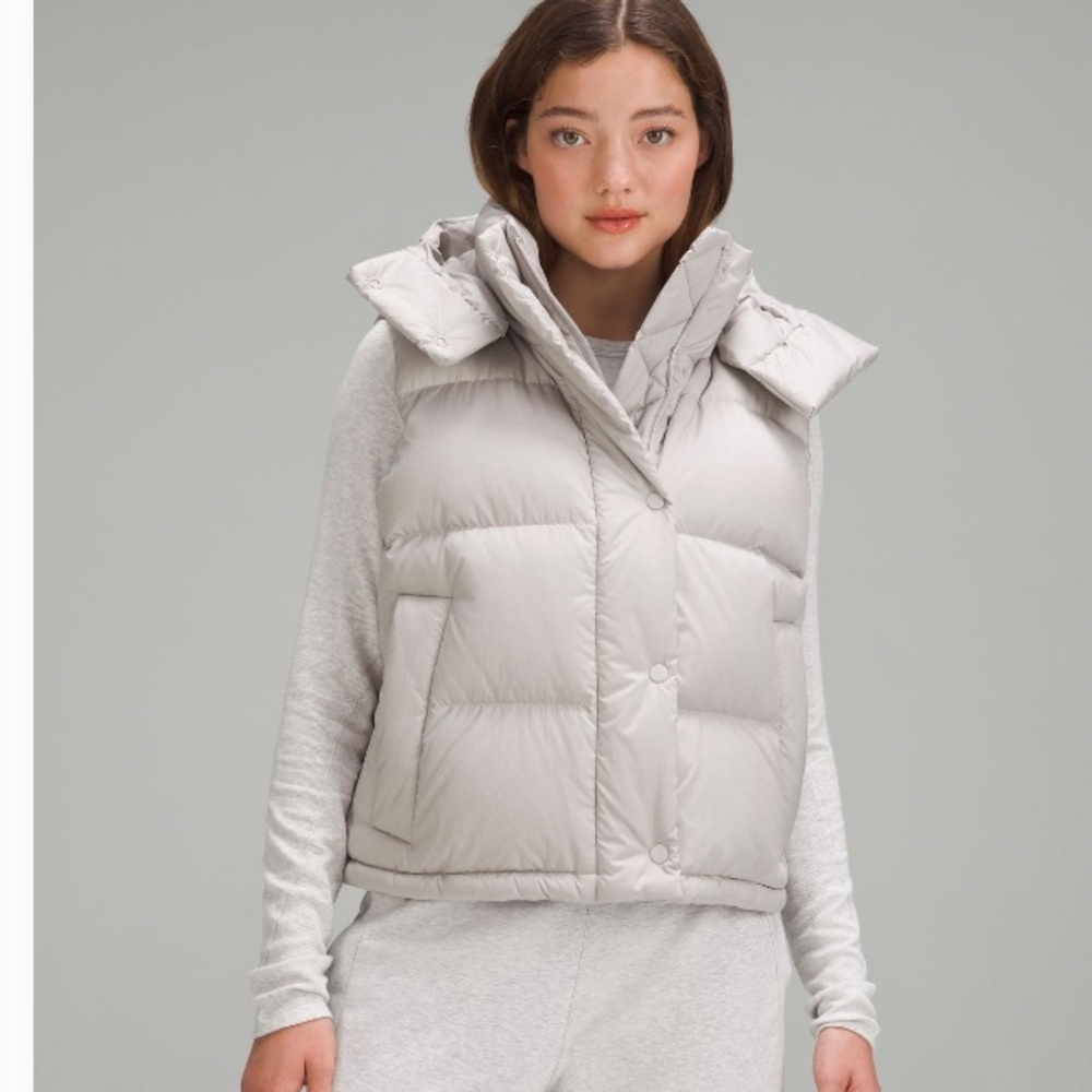 Lululemon Wunder Puff Cropped Vest Heathered Natural Ivory Size 4